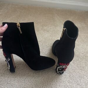 Dolce and Gabbana Black Embellished Ankle Boots | Size US 7.5
